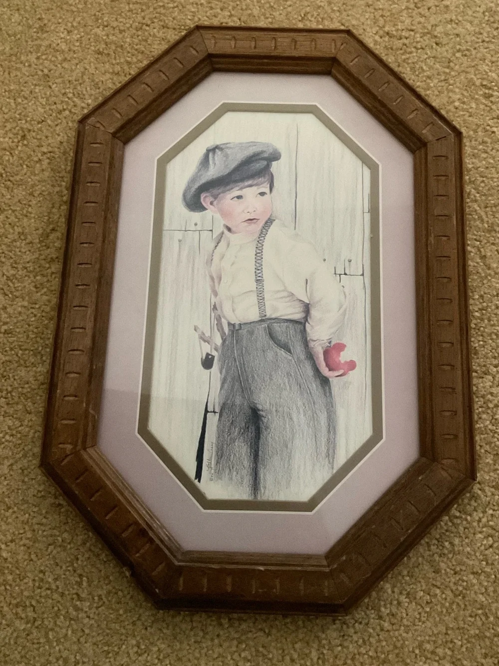 vintage framed pencil print by artist Kathleen Casey, titled